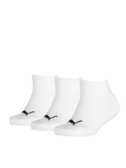 Chaussettes garçon blanches unies à coupe basse et à logo noir brodé