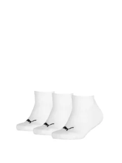 Chaussettes garçon blanches unies à coupe basse et à logo noir brodé