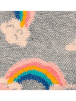 Chaussettes grises imprimées avec une coupe mi haute et un imprimé arc en ciel