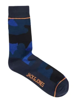 Chaussettes hautes bleues à imprimé camouflage aux nuances de bleu