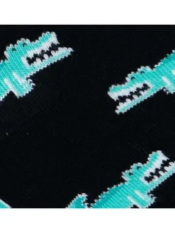 Chaussettes hautes en coton biologique mélangé noires à motifs crocodiles