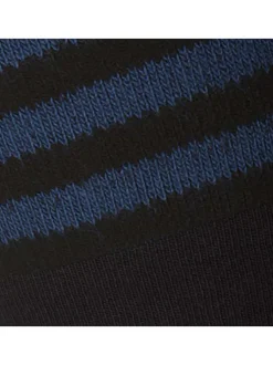 Chaussettes hautes en coton mélangé noir à cercles marine et logo iconique brodé mollet