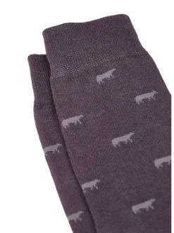 Chaussettes hautes en coton grises imprimées au logo de la marque