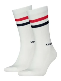 Chaussettes hautes en coton mélangé blanches rayées rouge et noir