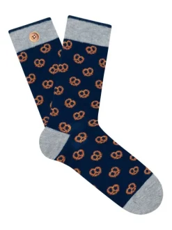 Chaussettes hautes en coton biologique mélangé noires à motifs bretzels