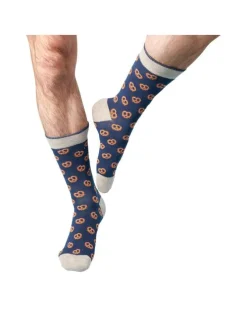 Chaussettes hautes en coton biologique mélangé noires à motifs bretzels