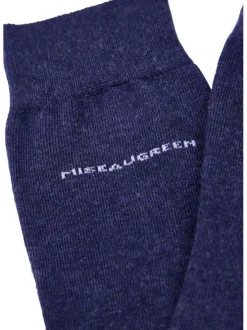 Chaussettes hautes en coton marine unies avec nom de la marque