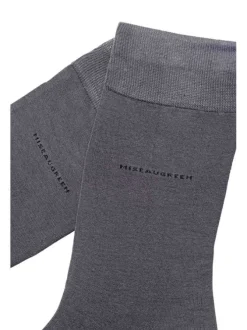 Chaussettes hautes grises unies avec nom de la marque en noir