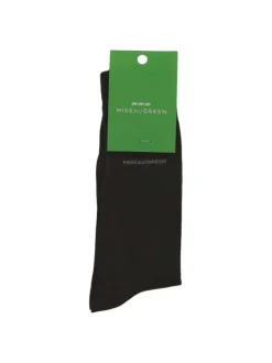 Chaussettes hautes marrons unies avec nom de la marque en beige