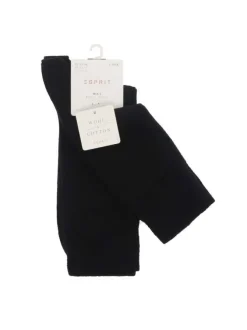 Chaussettes hautes noires unies et haut de la tige en bord côte