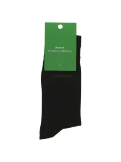 Chaussettes hautes noires unies avec nom de la marque en gris anthracite