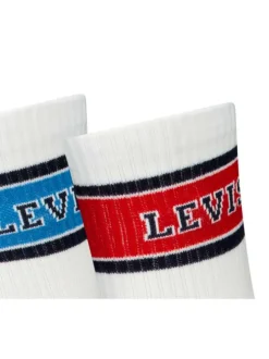 Chaussettes mi-hautes blanches rayées avec marque style universitaire