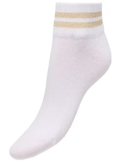 Chaussettes basses blanches unies pourvues de doubles rayures