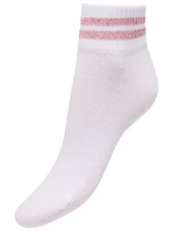 Chaussettes basses en coton mélangé blanches unies tailles mi-hautes