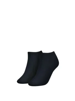Chaussettes basses marine unies avec haut de la tige en bord côte
