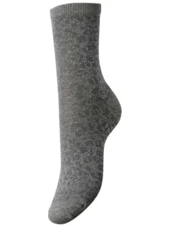 Chaussettes hautes argentées avec du fil lurex à motifs animalier