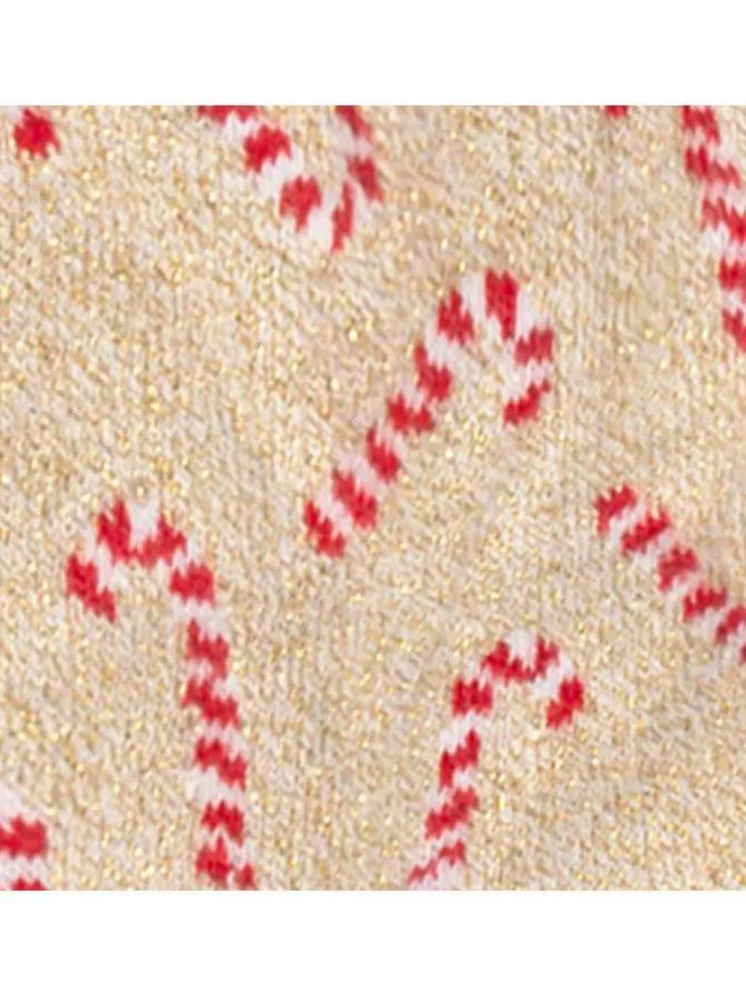 Chaussettes hautes en coton biologique mélangé beige à motif sucre de canne