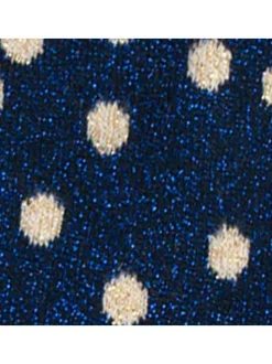 Chaussettes hautes en coton biologique mélangé bleues à pois beige en lurex