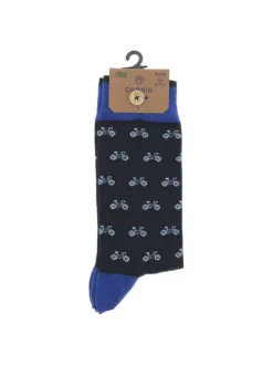 Chaussettes hautes en coton mélangé noires avec détails bleus