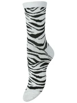 Chaussettes hautes grises et noires avec imprimés animalier