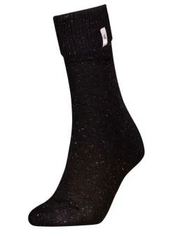 Chaussettes hautes noires unies avec une coupe haute et un patch d'authenticité