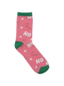 Chaussettes hautes roses, blanc et vert avec des imprimées cannes à sucre