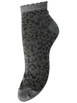 Chaussettes mi-hautes grises brillantes avec des imprimés animaliers