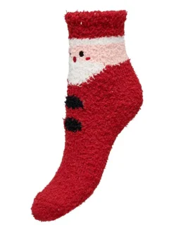 Chaussettes mi-hautes rouges avec motif noël