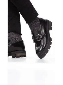 Chaussettes noires brillantes festonnées pour femme