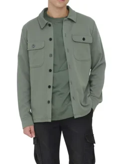 Chemise anthracite unie avec une coupe droite et un col français