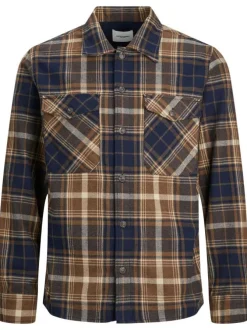 Chemise bûcheron tricolore avec une coupe droite et un col français