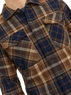 Chemise bûcheron tricolore avec une coupe droite et un col français