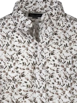 Chemise beige avec des imprimés une coupe droite et un col boutonné