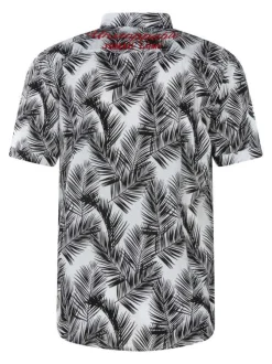 Chemise blanche en coton avec des motifs une coupe droite et un col boutonné