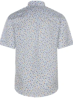 Chemise blanche en coton avec imprimé liberty all-over coupe regular fit col américain
