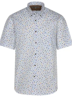 Chemise blanche en coton avec imprimé liberty all-over coupe regular fit col américain