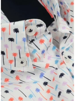 Chemise blanche en coton imprimée coupe ajustée et à manches courtes
