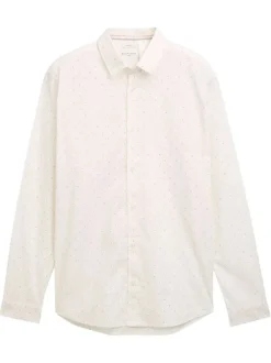 Chemise blanche en coton pourvu d'un col à rabats et d'un motif à pois