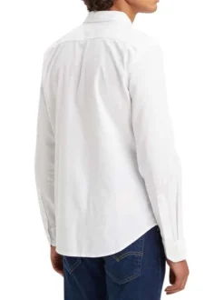 Chemise blanche en coton unie avec une coupe ajustée et un col français