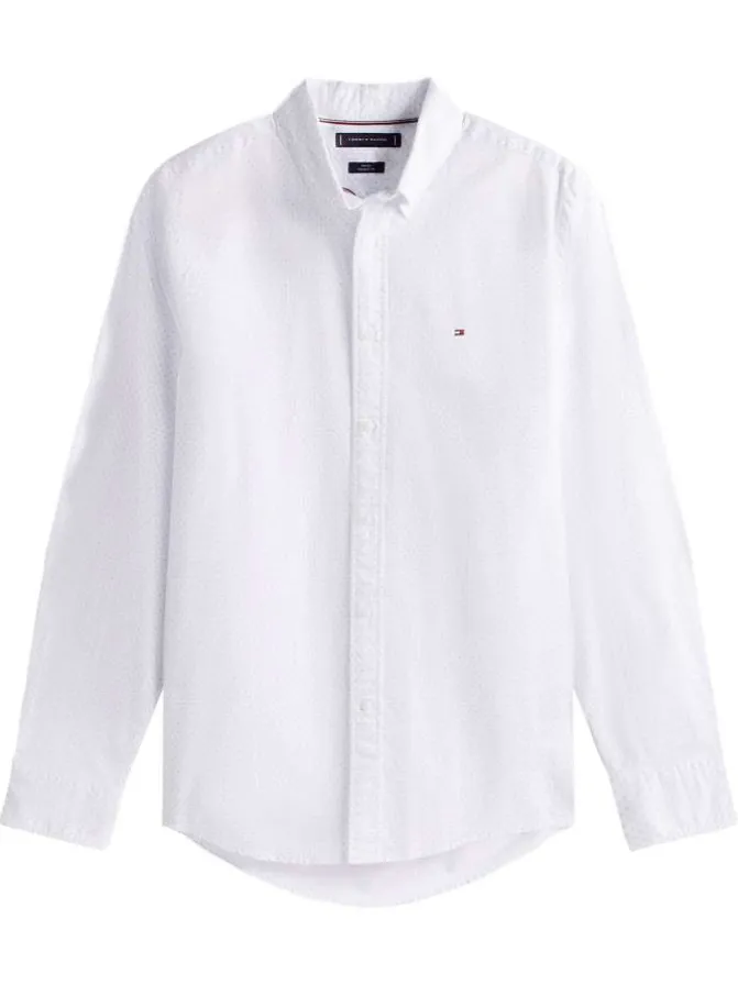 Chemise blanche fantaisie à coupe droite avec un col à rabats
