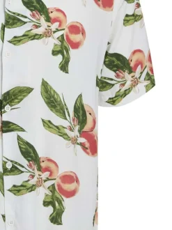 Chemise blanche fleuri coupe ajustée col à cran et à manches courtes