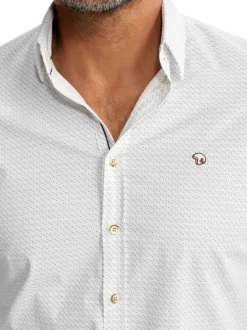 Chemise blanche à motifs pourvue d'une coupe slim et d'un col français