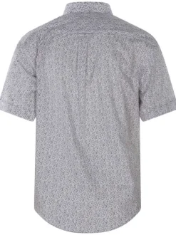 Chemise blanche à pois rouges avec un col américain et des manches courtes