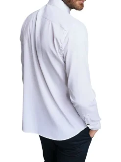 Chemise blanche unie coupe ajustée col boutonné et à manches longues