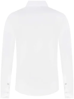 Chemise blanche unie coupe ajustée col boutonné et à manches longues