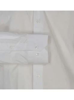 Chemise blanche unie à coupe ajustée col italien et à manches longues