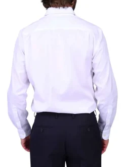 Chemise blanche unie en coton avec une coupe droite et un col à revers