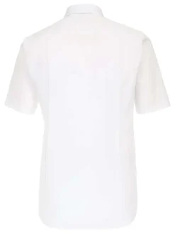 Chemise blanche unie en coton avec une coupe droite à fermeture boutonnée