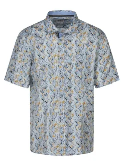 Chemise bleu clair en coton à motifs imprimés avec une coupe droite