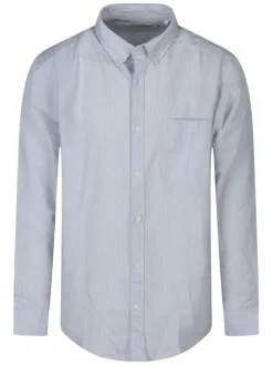 Chemise bleu clair unie avec une coupe droite et à manches longues